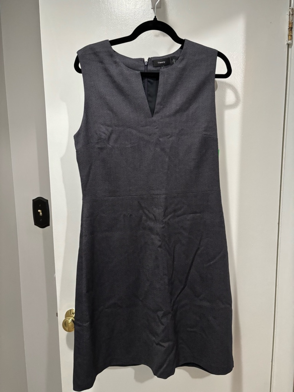 Theory Black Sleeveless Midi Sheath Wool Dress Size 12